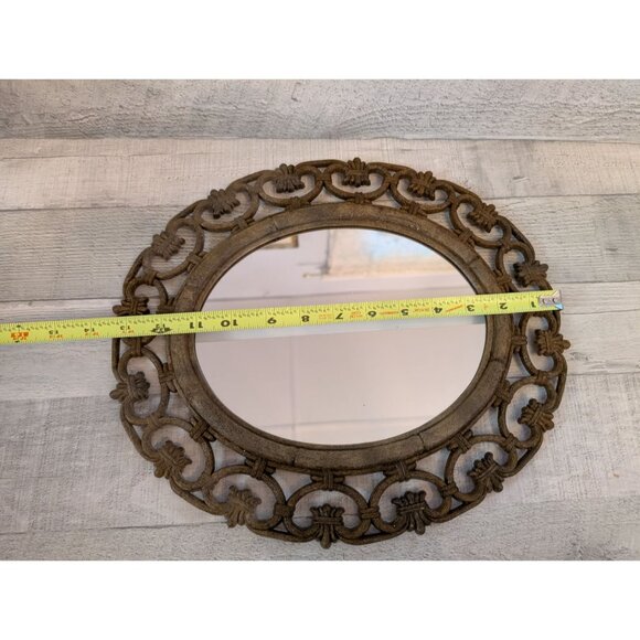 Ornate Oval Wall Mirror With Vintage-Style Frame & Intricate Scroll Design - Picture 4 of 6